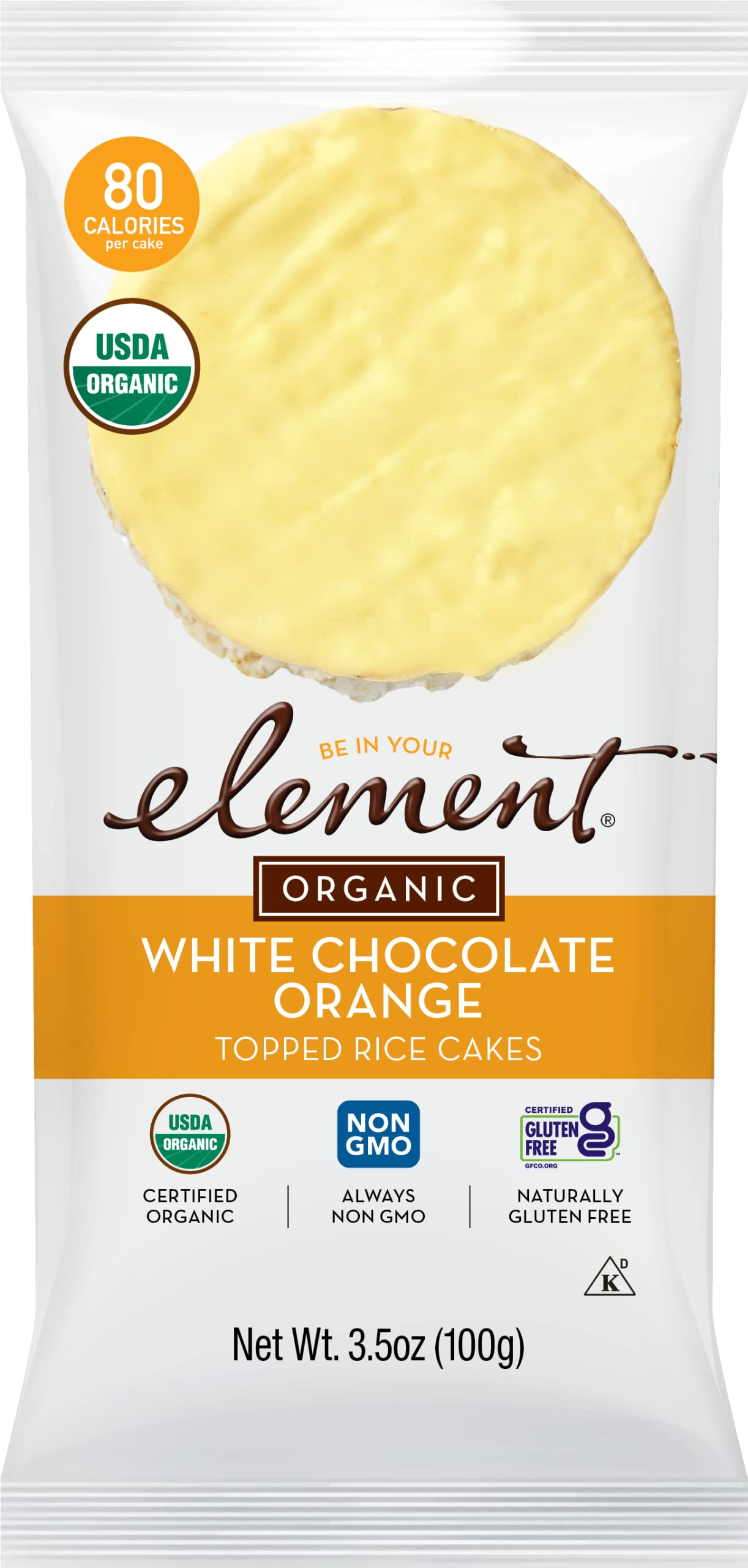 ELEMENT White Chocolate Orange Rice Cakes, All-Natural, Non-GMO, Gluten-Free, 3.5 Ounce (Pack of 8)
