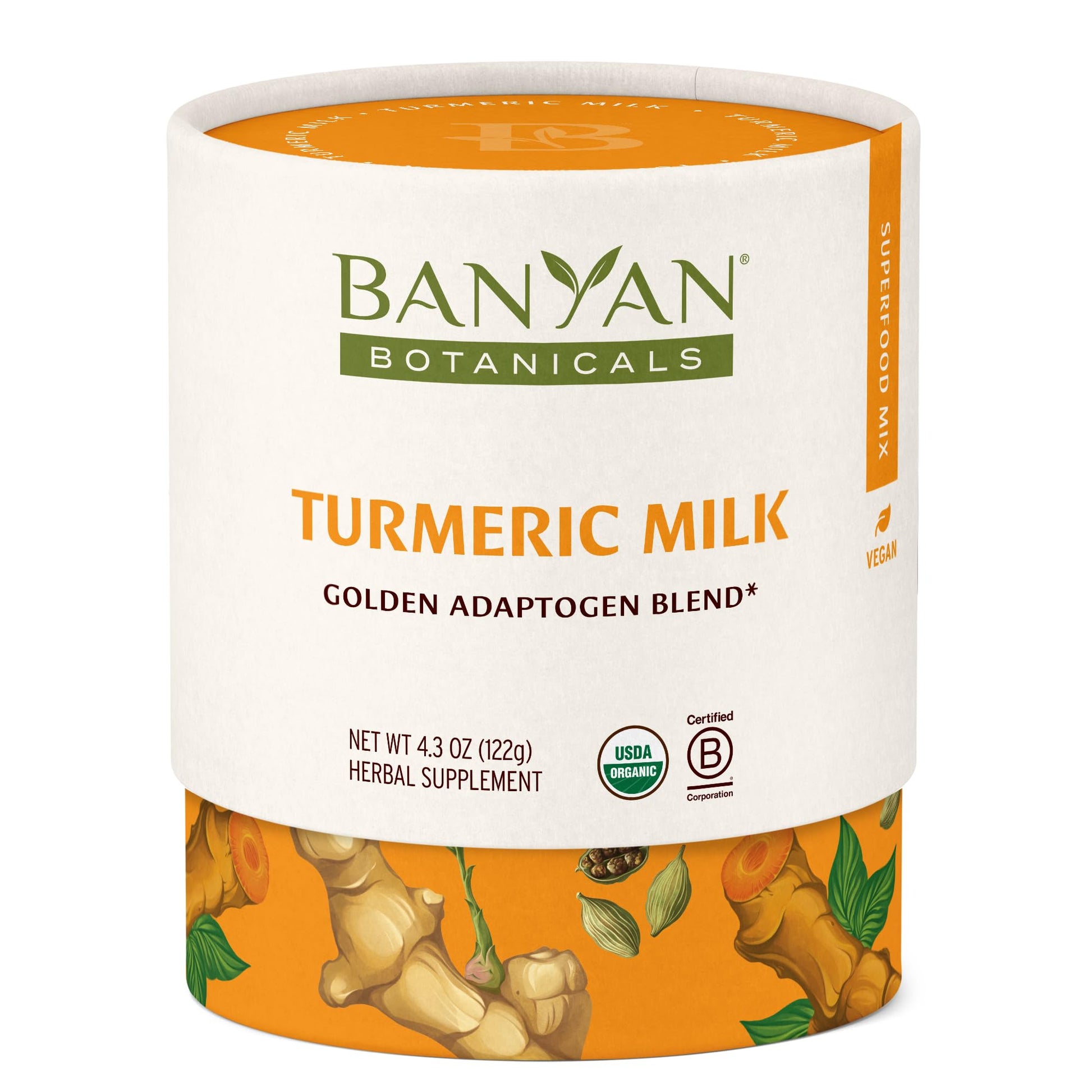 Banyan Botanicals Turmeric Milk Latte Mix with Ashwagandha & Cardamom - 4.3 oz, Vegan, Non-GMO, Caffeine-Free