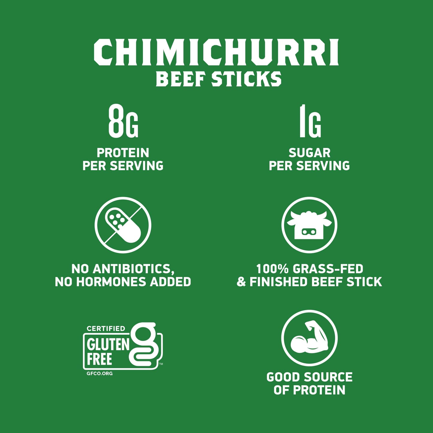 Krave, Beef Sticks, Chimichurri (1 Ounce Sticks, Pack Of 12) - 100% Grass Fed Beef, 100 Calories Per Stick, Good Source Of Prote