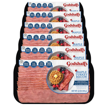 Godshalls Maple Turkey Bacon, 12oz (Pack of 6)