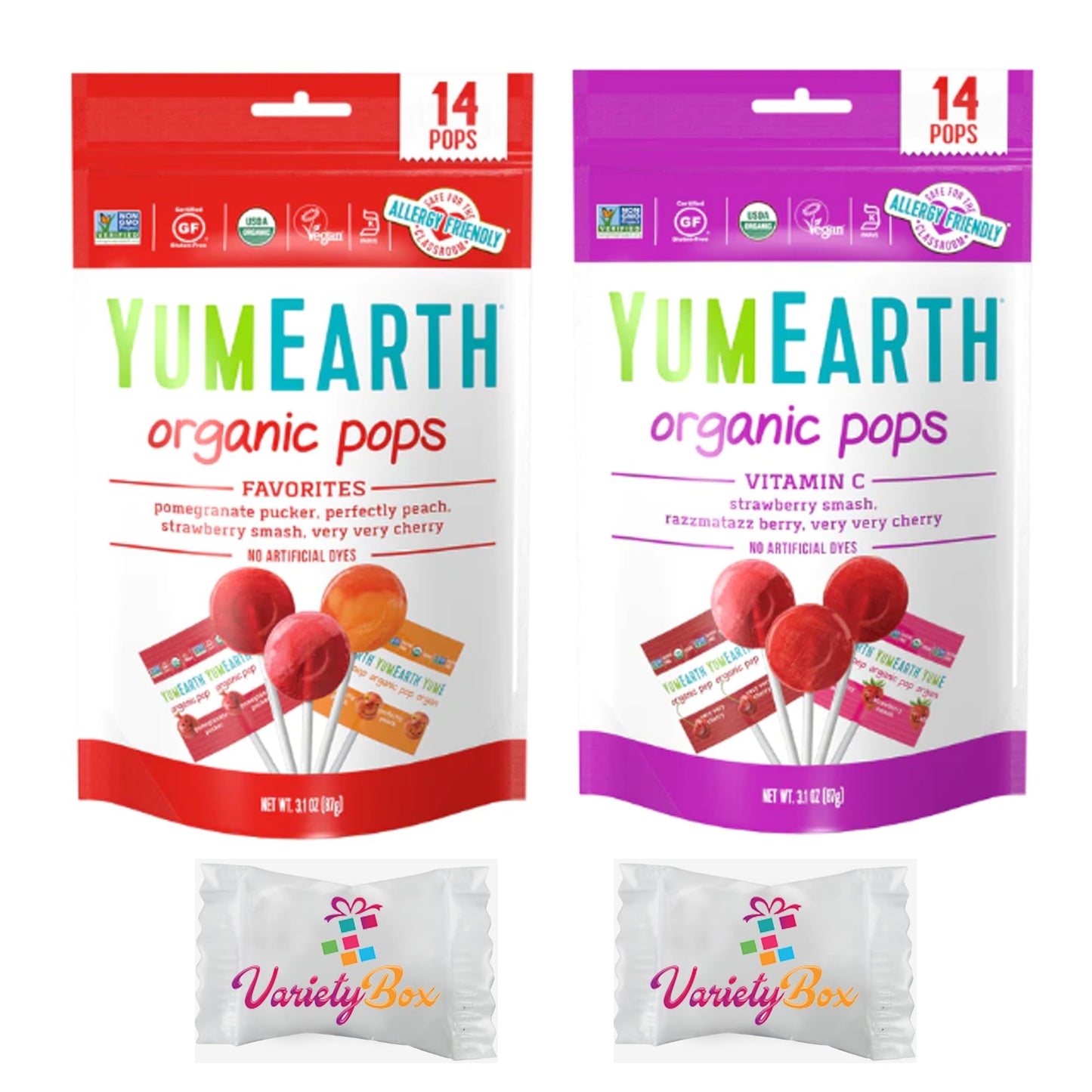 Yumearth Organic Assorted Flavors Lollipops and Assorted Vitamin C Lollipops with Variety Box Mints