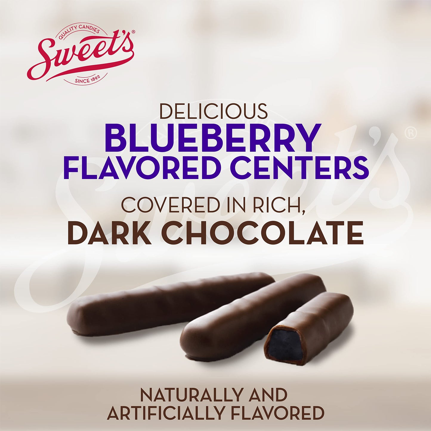 Sweet Candy Dark Chocolate Blueberry Sticks - Chocolate Covered Candy - Blueberry Flavor With Dark Chocolate Coating - Old Fashi