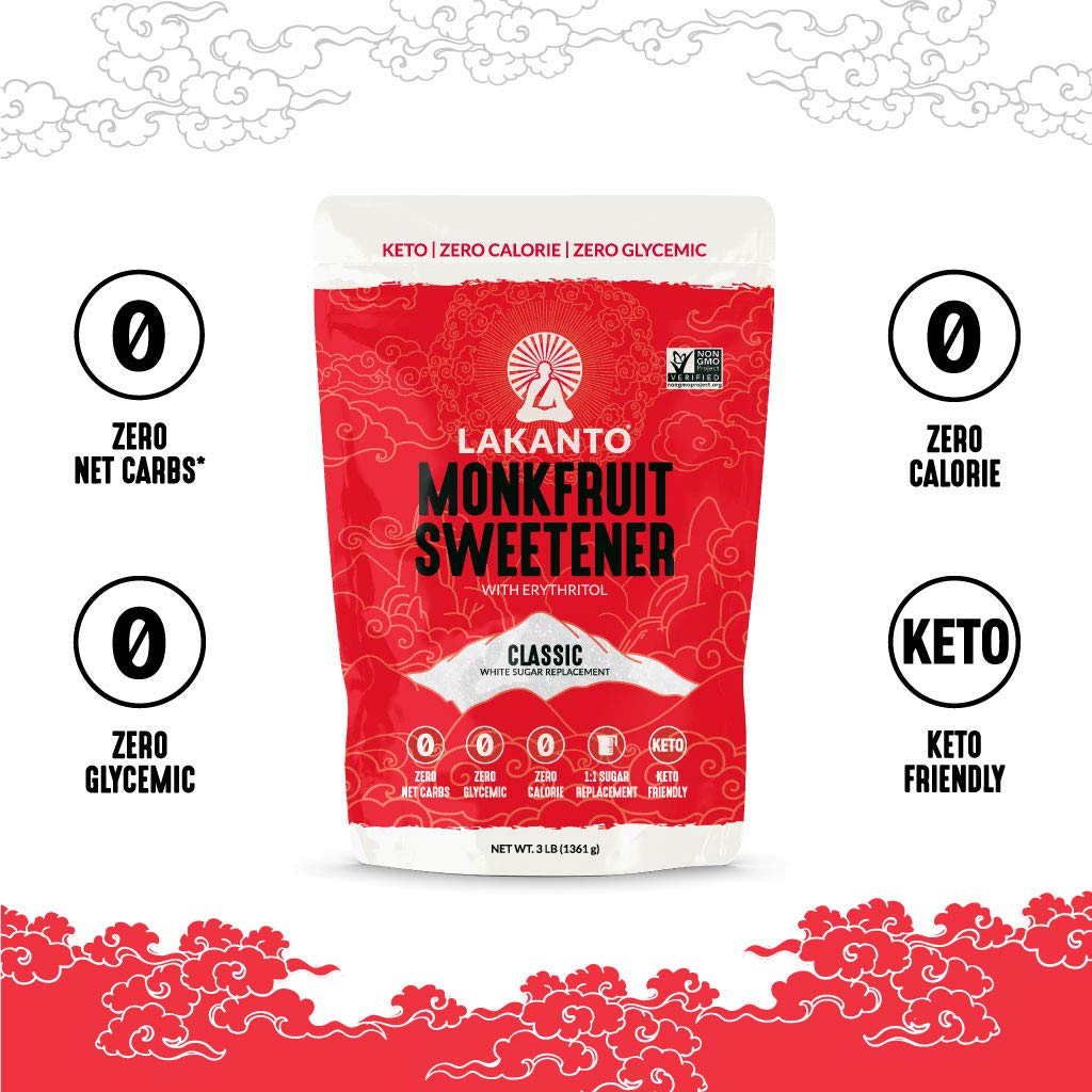 Lakanto Monk Fruit Sweetener With Erythritol, Cane Sugar Substitute From Monk Fruit Extract, Classic White Sugar Replacement For