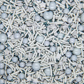 Silver Sprinkles For Cake Decorating, Cookie, And Cupcake Baking - Fancy Edible Silver Cake Sprinkles And Toppings In Silver Colored Candy Sprinkles With Silver Star Sprinkles, Jimmies, Pearls