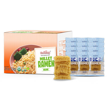 ONETANG Organic Millet & Brown Rice Ramen Noodle, Gluten-Free Pasta, No Sodium Ramen, Whole Grain, Non-GMO, Kosher, Vegan 2.47 O