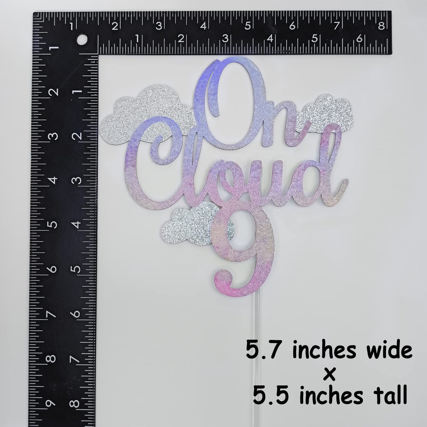 Festusdecor Glitter On Cloud 9 Cake Topper, Cake Topper, Happy 9Th Birthday Cake Decor, Nineth Cake Topper, Dreamy Gradient Colo