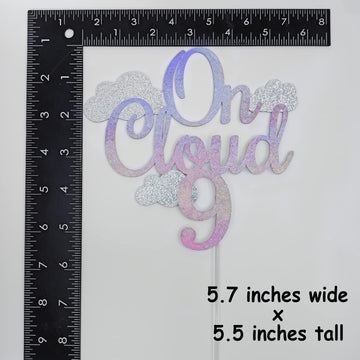 Festusdecor Glitter On Cloud 9 Cake Topper, Cake Topper, Happy 9Th Birthday Cake Decor, Nineth Cake Topper, Dreamy Gradient Colo