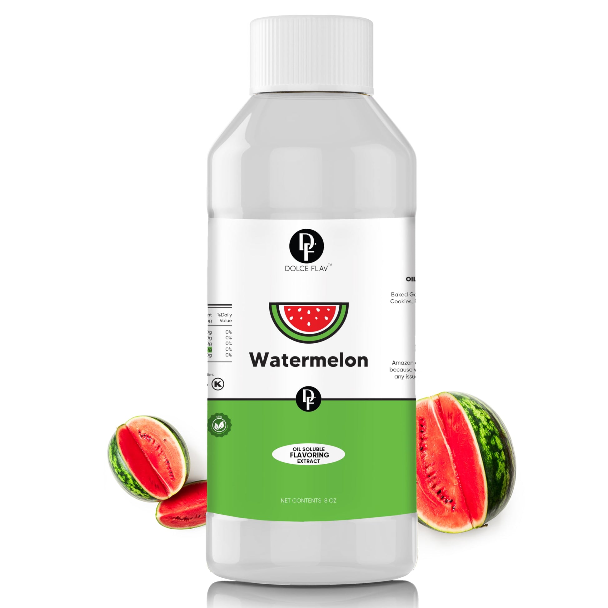Dolce Foglia Watermelon Flavoring Oil - Ultra Concentrated Multipurpose for Candy, Baking, Lip Balm, Ice Cream - 8 Oz.