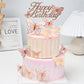 ALISSAR Rose Gold Happy Birthday Cake Topper Set, Butterfly Cake Topper and 16 Pieces Pink Butterfly Cupcake Toppers for Girls W