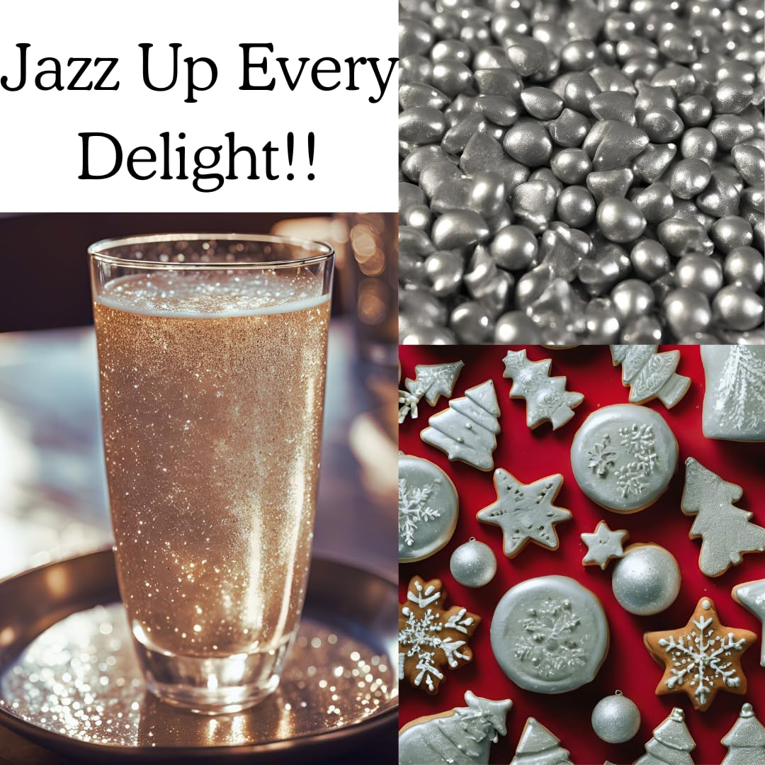DAZZLE DUST Edible Glitter Powder, Food-Grade, Vegan, Gluten Free, Silver, 15g
