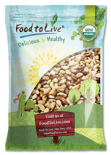 Food to Live Organic Brazil Nuts, Unsalted, Raw, Non-GMO, Vegan, 8 Pounds