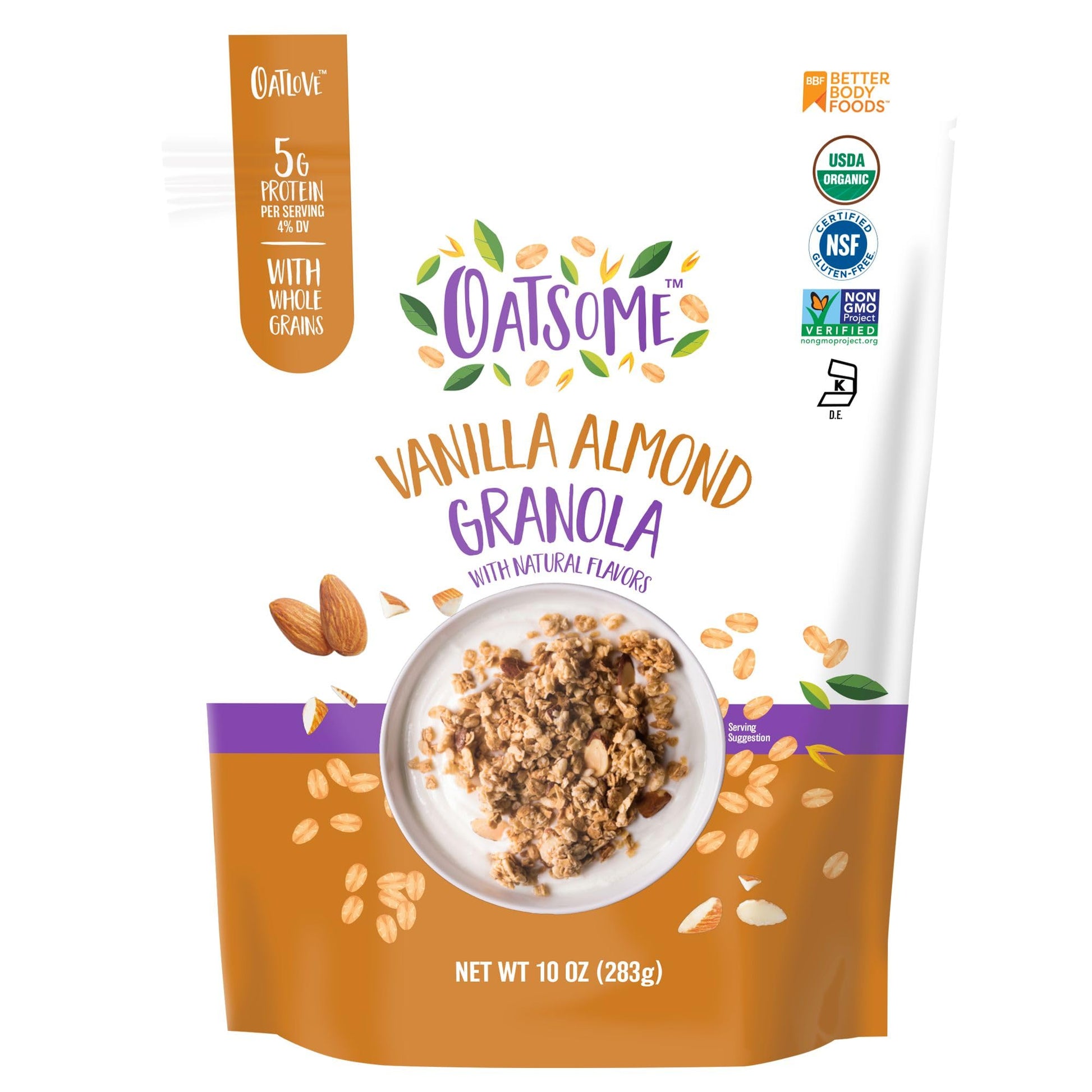Oatsome Vanilla Almond Granola, Gluten Free, Non-GMO, 5g Protein, Made with Whole Grain Organic Oats, Honey, Almonds, & Vanilla,