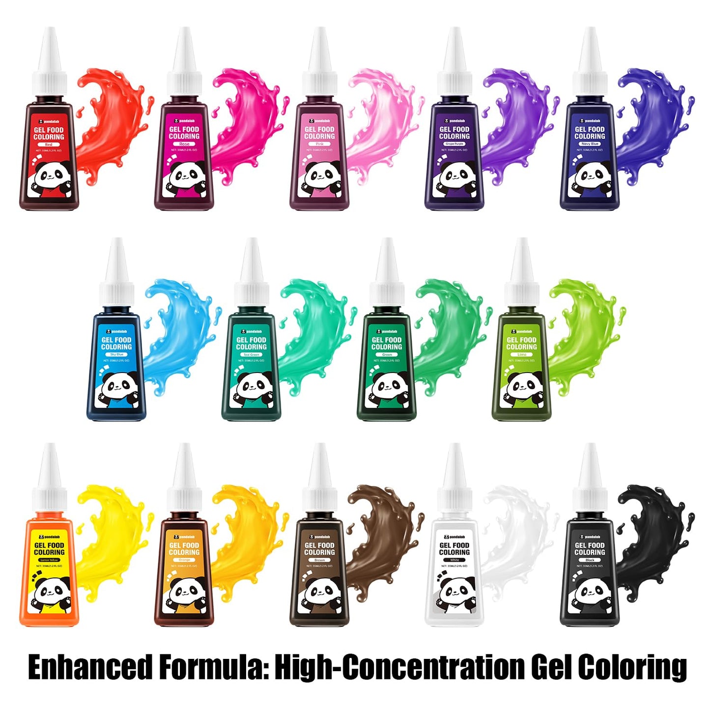 Pandalab Gel Food Coloring Set - 14 Vibrant Edible Colors, 1.19 Fl Oz (Pack of 14), Multicolor