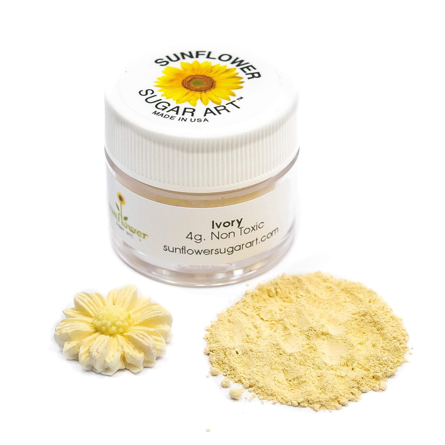Sunflower Sugar Art Ivory Petal Dust - Beige Matte Powder, Non-Toxic, 4 Grams, DIY Crafting, Cake Decoration