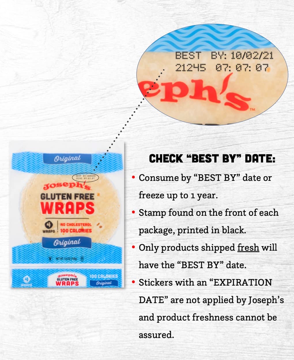 Joseph'S Gluten Free Original Tortilla Wrap Value 6-Bag, No Cholesterol, (4 Per Bag, 24 Wraps Total), Fresh Baked