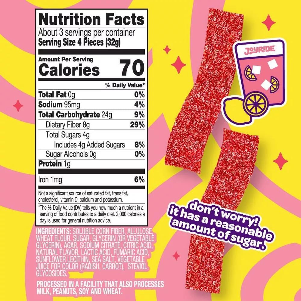 Joyride Sweets Joyride Candy Sour Candy Strips - 3.5Oz-Gummy Candy, Strips Candy, Sour Candy, 80% Less Sugar, Plant-Based, Vegan