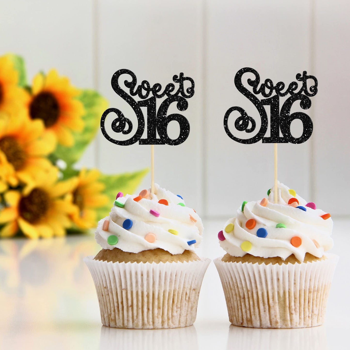 Gyufise 24 Pack 16Th Birthday Cupcake Toppers Glitter Sixteen Happy Sweet 16 Cupcake Picks Cheers To 16 Years Old Cupcake Decora