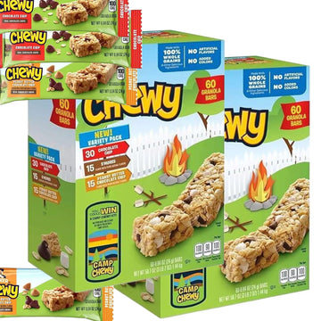 ChewyGranola Chocolate chip~Bars, Variety Pack, 60 Count (60 Count(2 Pack), Peanut Butter Chocolate chips)