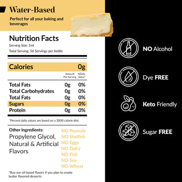 Dolce Flav Cheesecake Extract 2 Oz - Kosher, Sugar-Free, Concentrated Creamy Flavor For Desserts, Frostings & Pastries, Includes