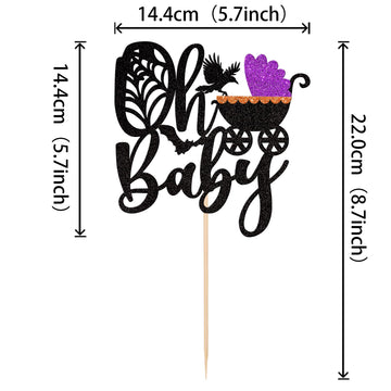 1 Pcs Halloween Oh Baby Cake Topper Glitter Spider Web Cat Carriage Baby Shower Cake Pick Little Boo Halloween Cake Decoration F