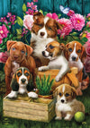 In the garden Spring garden Flag Dogs Puppies 125 x 18 Briarwood Lane