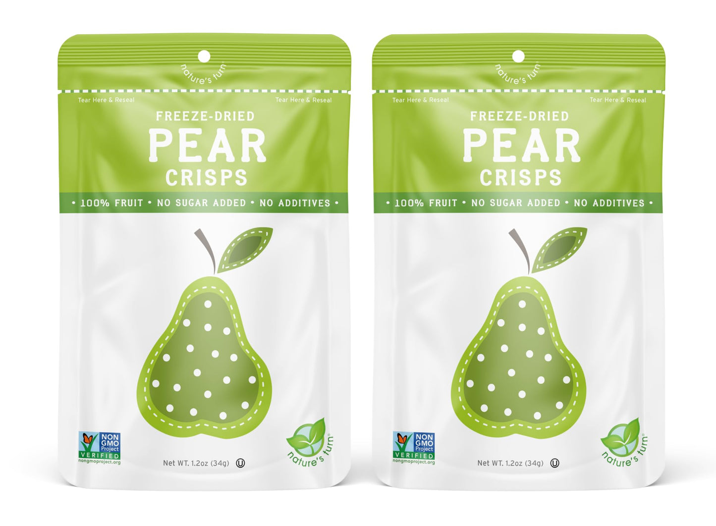 Natures Turn Freeze-Dried Fruit Snacks, Pear Crisps, Pack Of 2 (1.2 Oz Each)