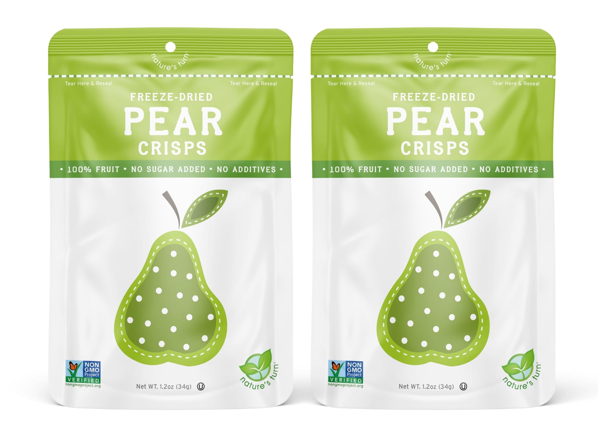 Natures Turn Freeze-Dried Fruit Snacks, Pear Crisps, Pack Of 2 (1.2 Oz Each)