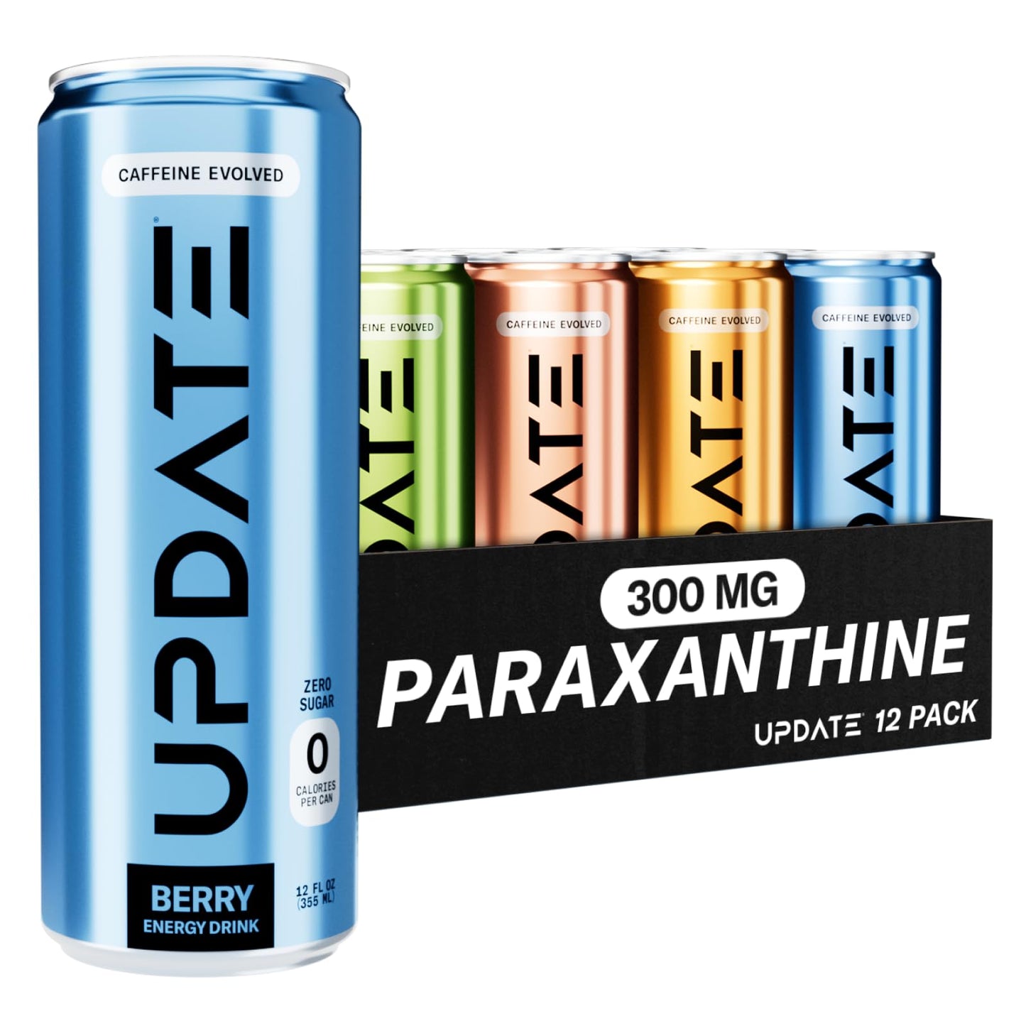 Drink Update Energy Drink with Paraxanthine - Jitter Free  Crash Free  No Overstimulation  No Withdrawal - Caffeine and Sugar Free (Variety  12 Pack)