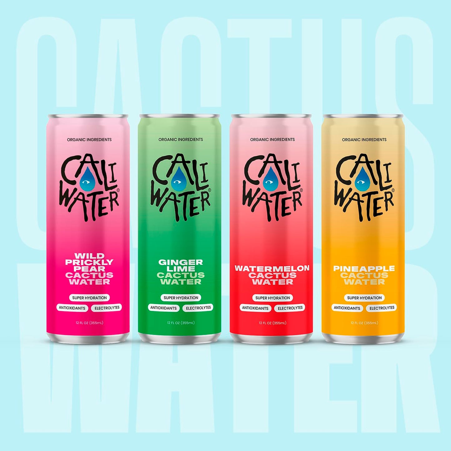 Caliwater Organic Nopal Cactus Water with Rare Antioxidants + Electrolytes for Hydration and Recovery, Plant-Based, Non-GMO, Non