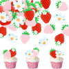 40 Pack Edible Strawberry Cupcake Toppers Starwberry Flower Bridal Engagement Baby Shower Birthday Party Drink Toppers Anniversa