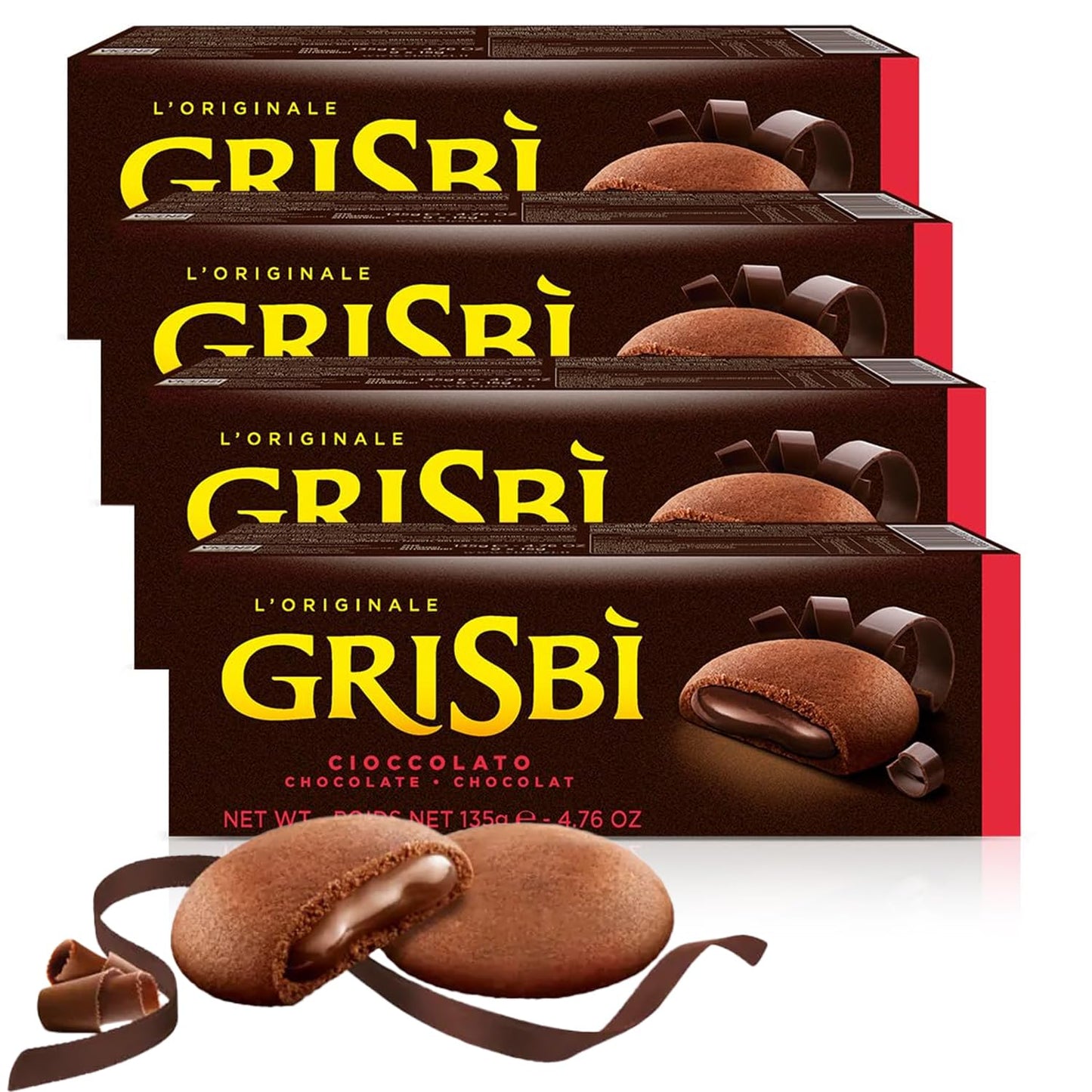 Grisbi Double Chocolate Shortbread by Pasticceria Matilde Vicenzi, Chocolate Cream Filled Patisserie Pastry Cookie, All-Natural,