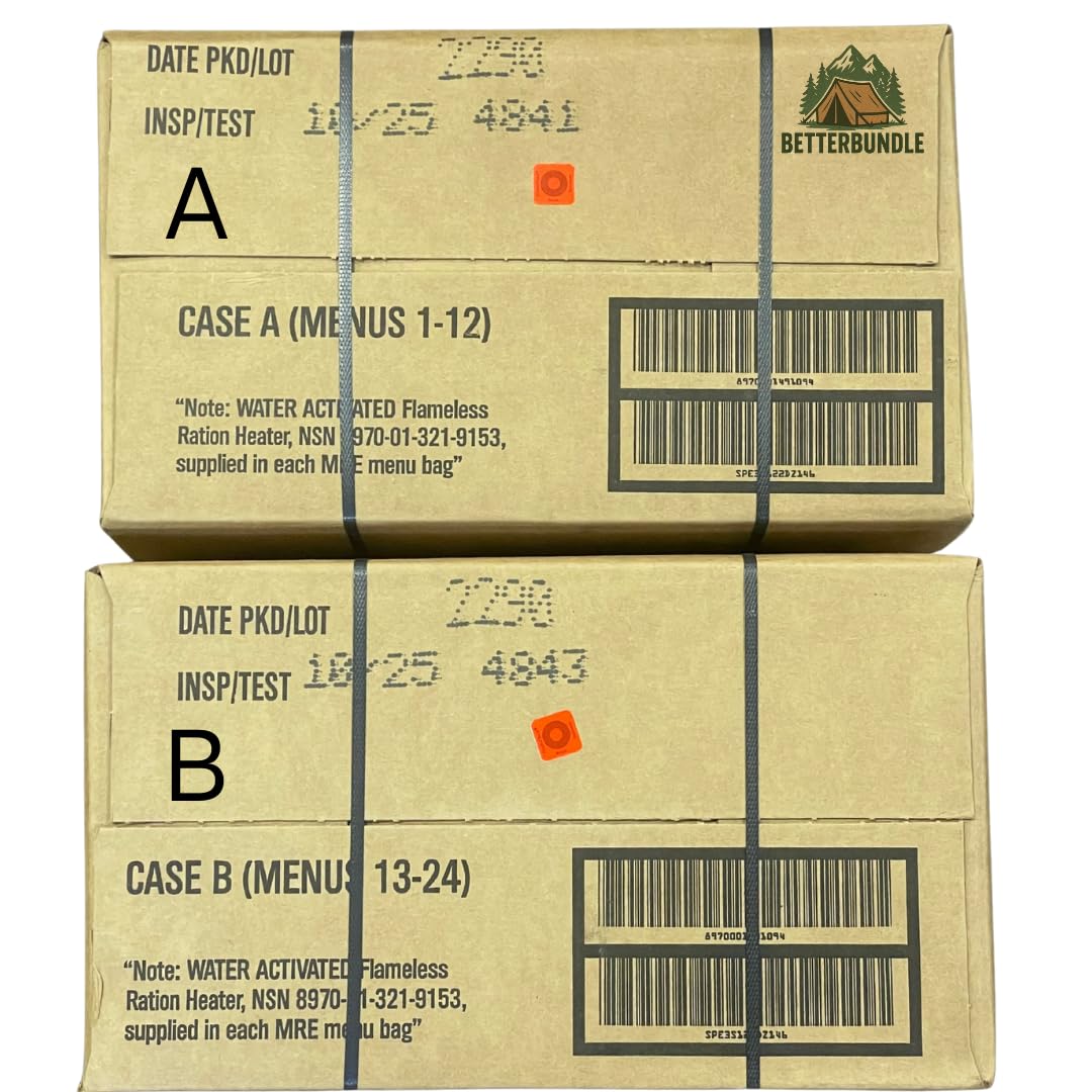 MRE, U.S. MRE Meals, Emergency Supplies, Emergency Food Supply, Survival Food, Freeze Dried Food w/Flameless Heater, Ready Meals