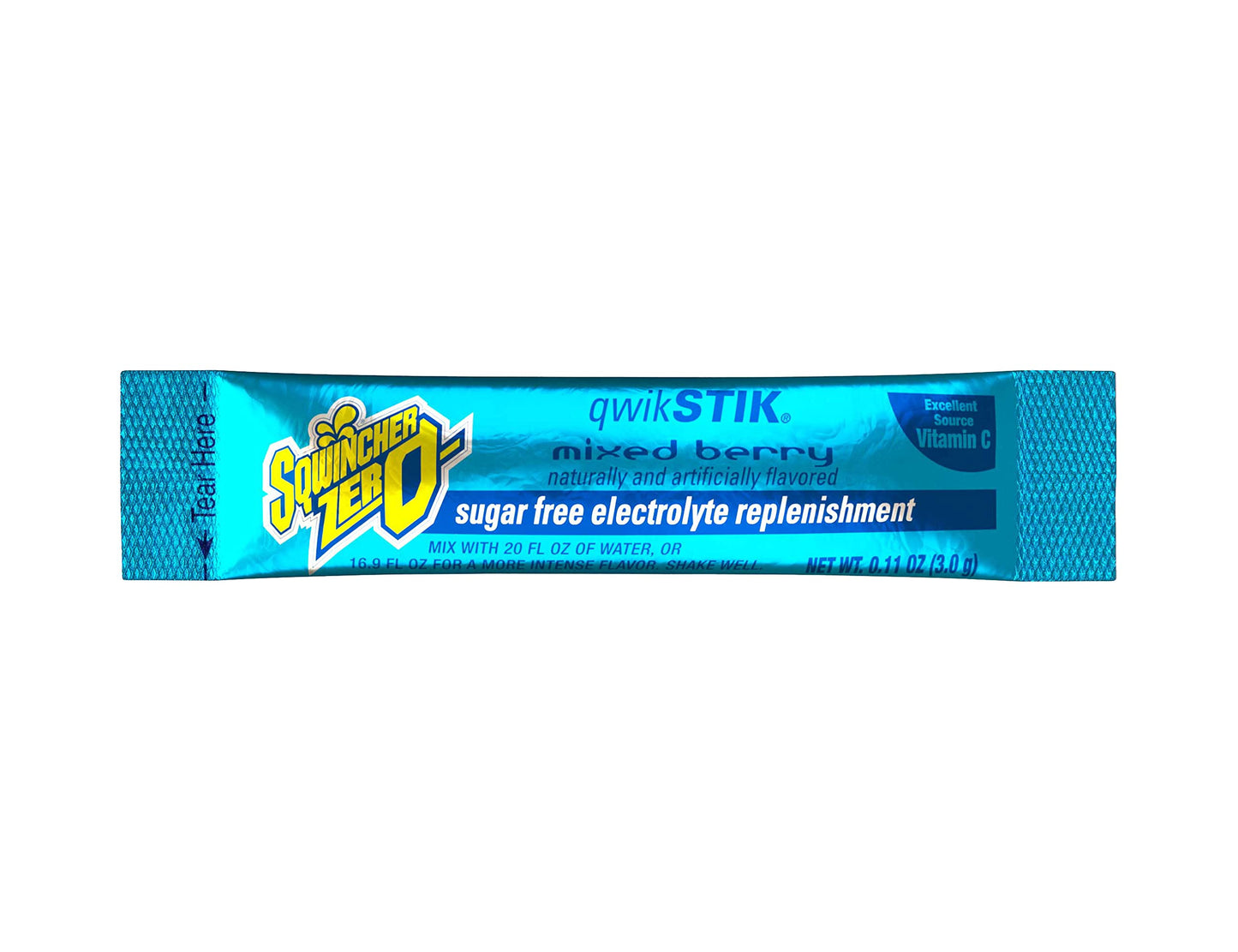 Sqwincher Zero Qwik Stik Sugar Free, Mixed Berry, .11 0z (Pack of 50)