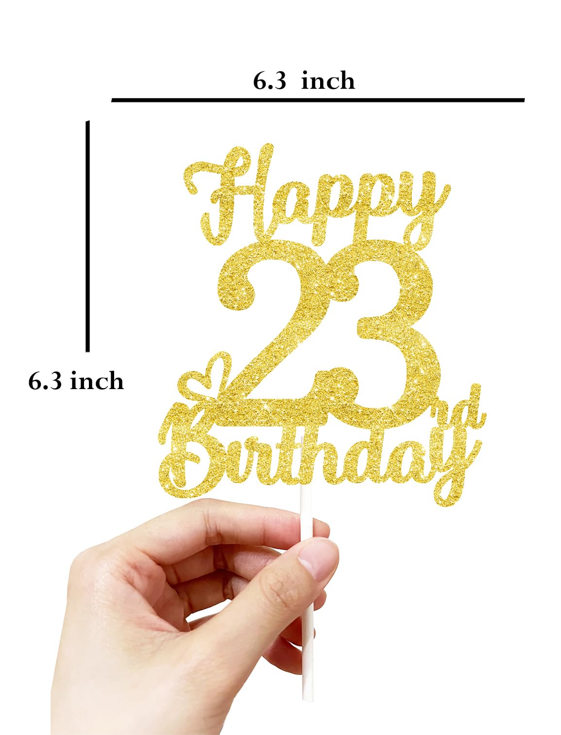 23 Birthday Cake Toppers - Gold Glitter, 23Rd Birthday Decorations For Men & Women