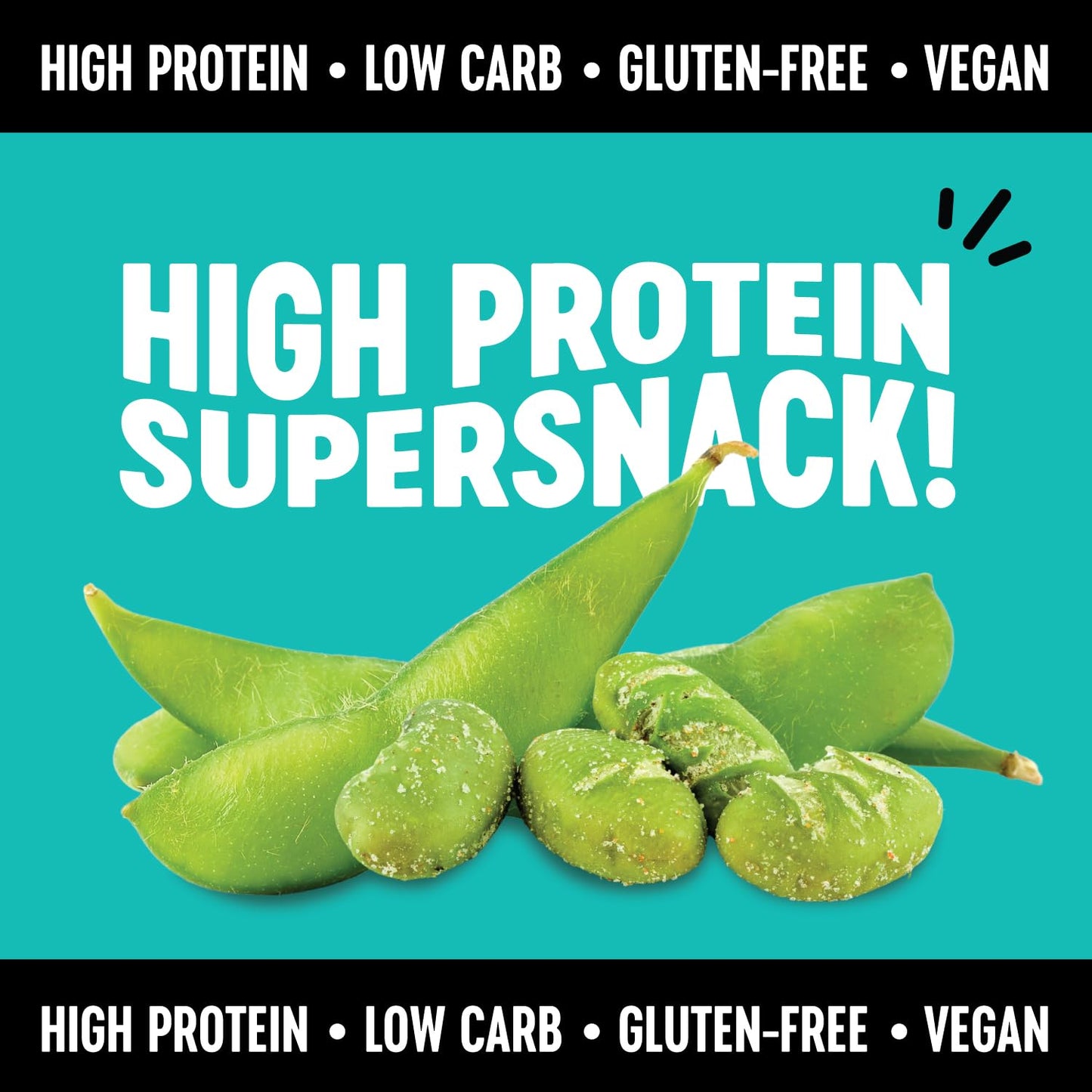 The Only Bean High Protein Vegan Snacks, Gluten Free Keto Edamame Beans, Ranch Flavor, 0.9oz, Pack of 10