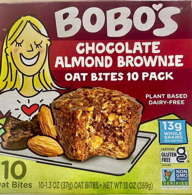 Bobos Chocolate Almond Brownie Oat Bites, Gluten Free, Non GMO, 6.5 Ounces (Pack Of 10)