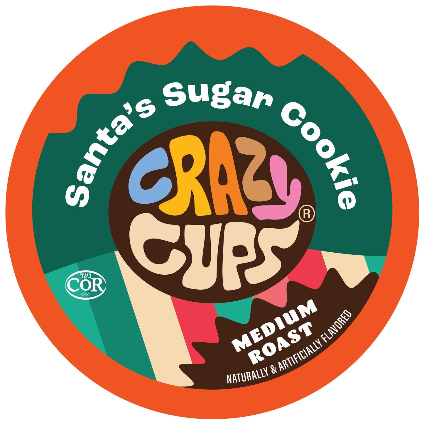 Crazy Cups Flavored Coffee Pods, Santas Sugar Cookie, Medium Roast, 22 Count, Compatible with Keurig K Cups