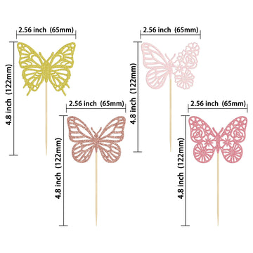 Gyufise 24 Pack Multicolor Glitter Assembled Butterfly Cupcake Toppers Butterfly Cupcake Pick Decorations For Wedding Anniversar