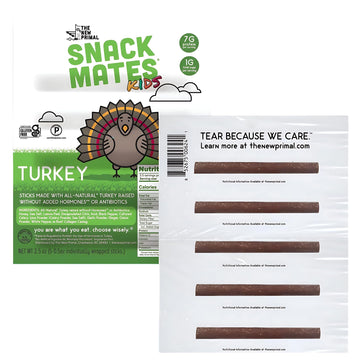 The New Primal Snack Mates Turkey Sticks, Gluten Free Healthy Snacks for Kids, Low Sugar High Protein Back to School Snacks, Min