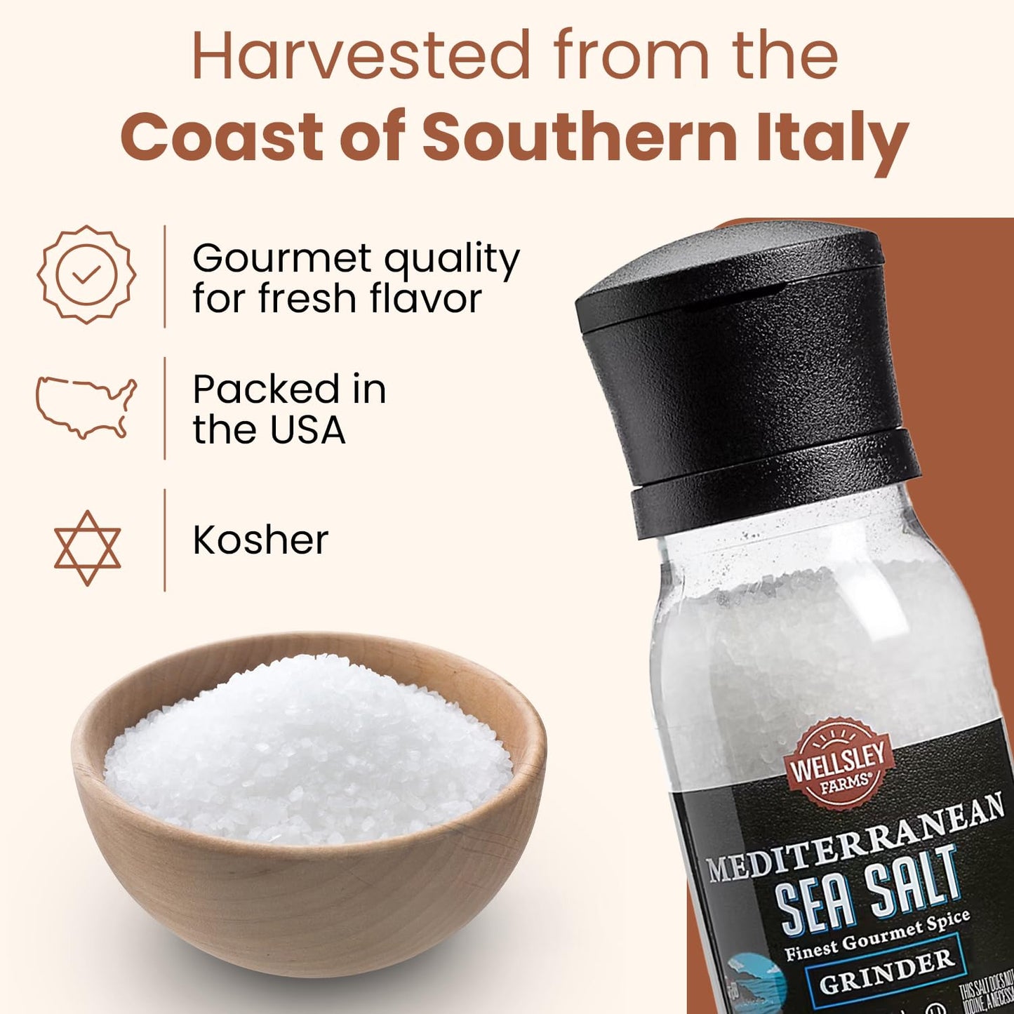 Wellsley Farms Mediterranean Sea Salt Grinder, 14.6 Ounce