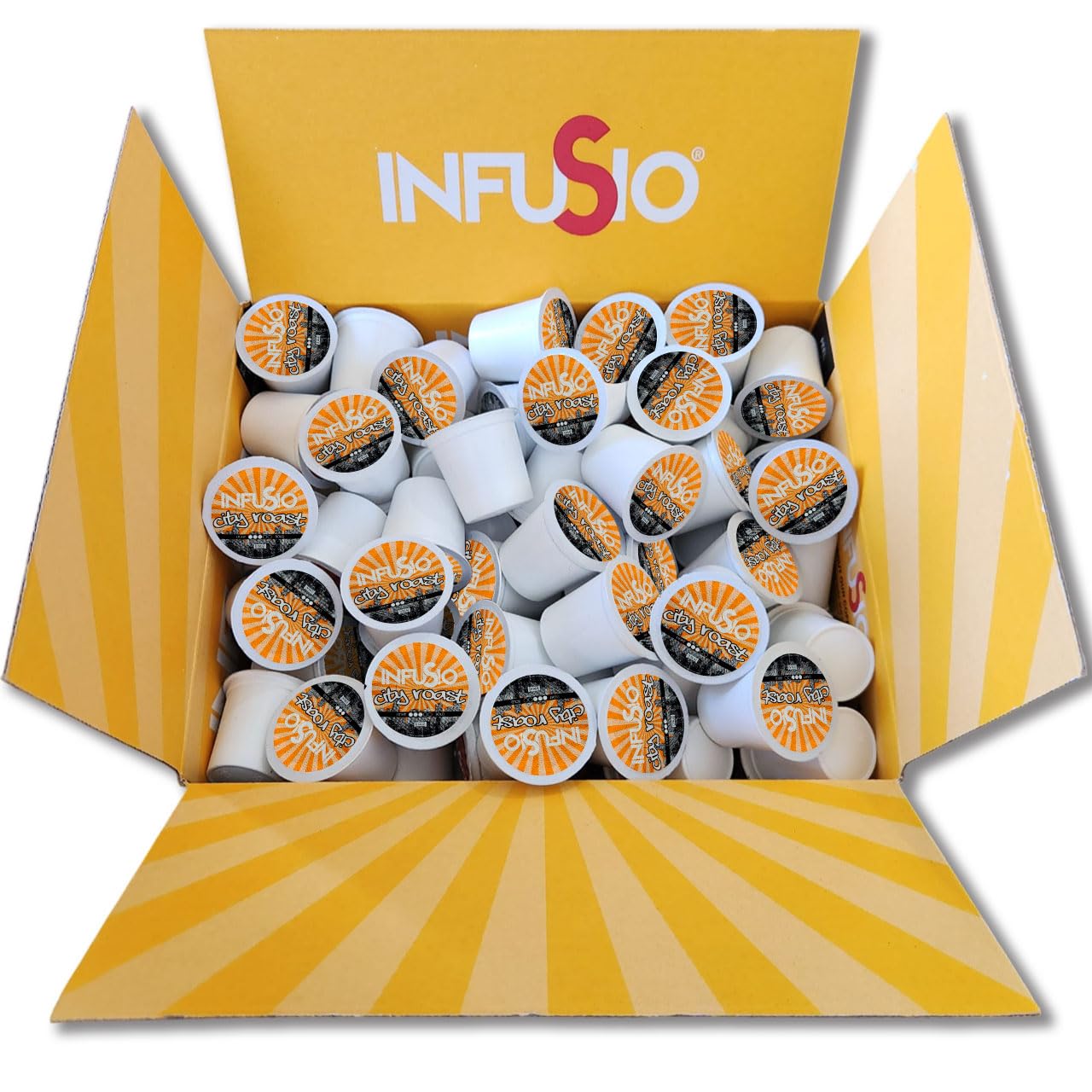 InfuSio Coffee Pods - 96 Count City Roast Medium Roast for Keurig K Cups - Compatible Single Serve Pods