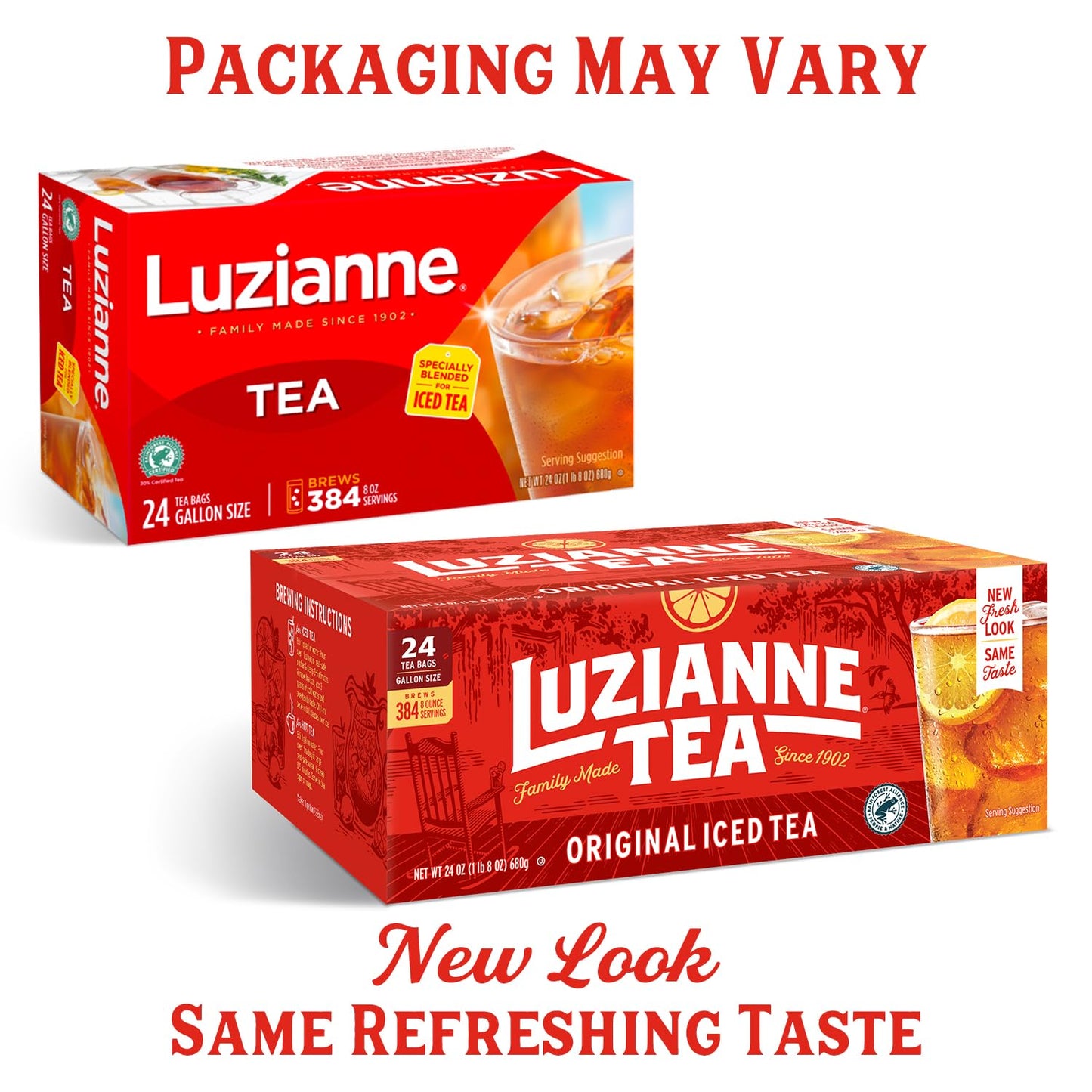 Luzianne Unsweetened Iced Tea Bags, Gallon Size, 24 Count, Pack of 4