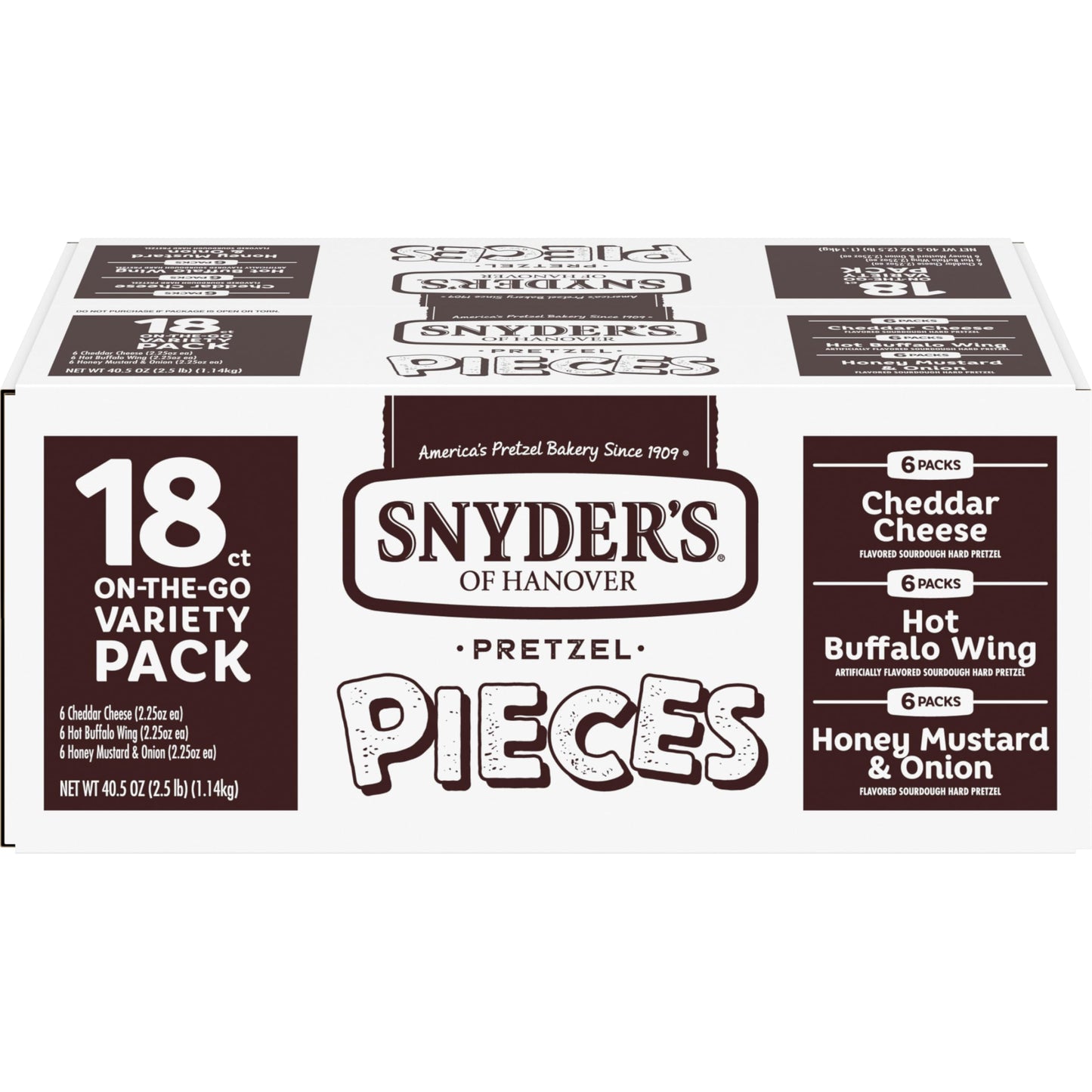 Snyders of Hanover Pretzel Pieces, Variety Pack of Pretzels Individual Packs, 2.25 Oz, 18 Ct (Pack of 18)
