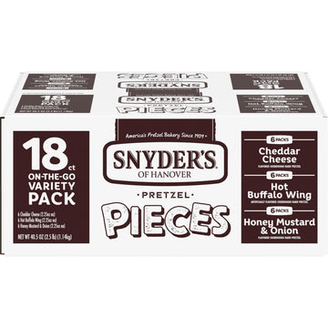 Snyders of Hanover Pretzel Pieces, Variety Pack of Pretzels Individual Packs, 2.25 Oz, 18 Ct (Pack of 18)