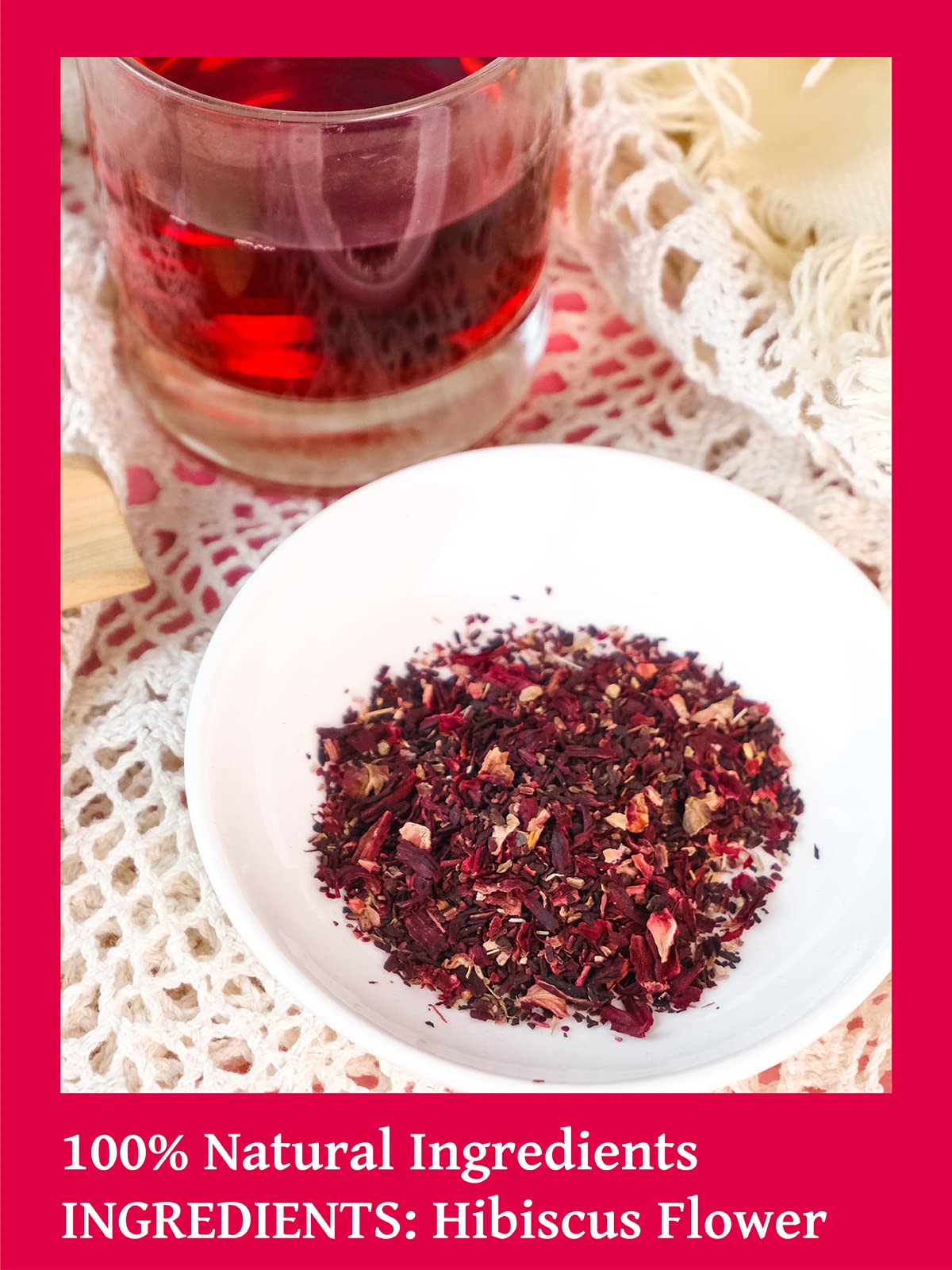TeeLux Hibiscus Tea Bags, Herbal Tea, Caffeine Free, Refreshing Tart Flavor, 100 Count