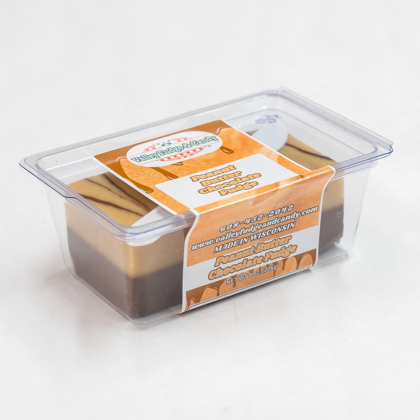 Valley Fudge Peanut Butter Chocolate Artisan Fudge One Pound Package