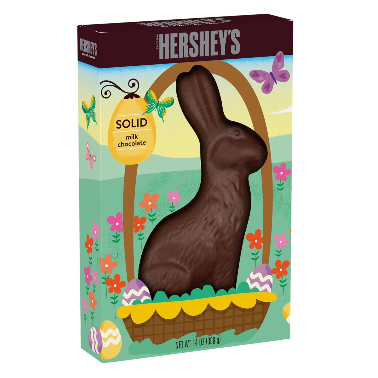 HERSHEYS Solid Milk Chocolate Bunny, Easter Candy Gift Box, 14 oz