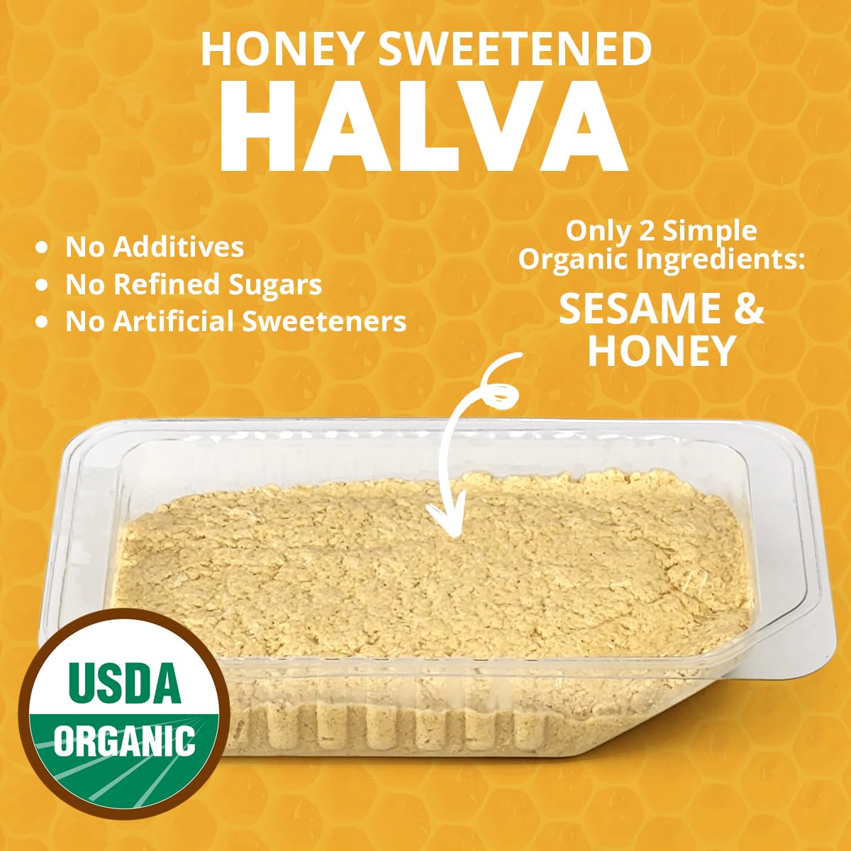 Wellbees Organic Honey Halva - 3 Pack, Honey Sweetened Snack, 2.6 Ounce Each