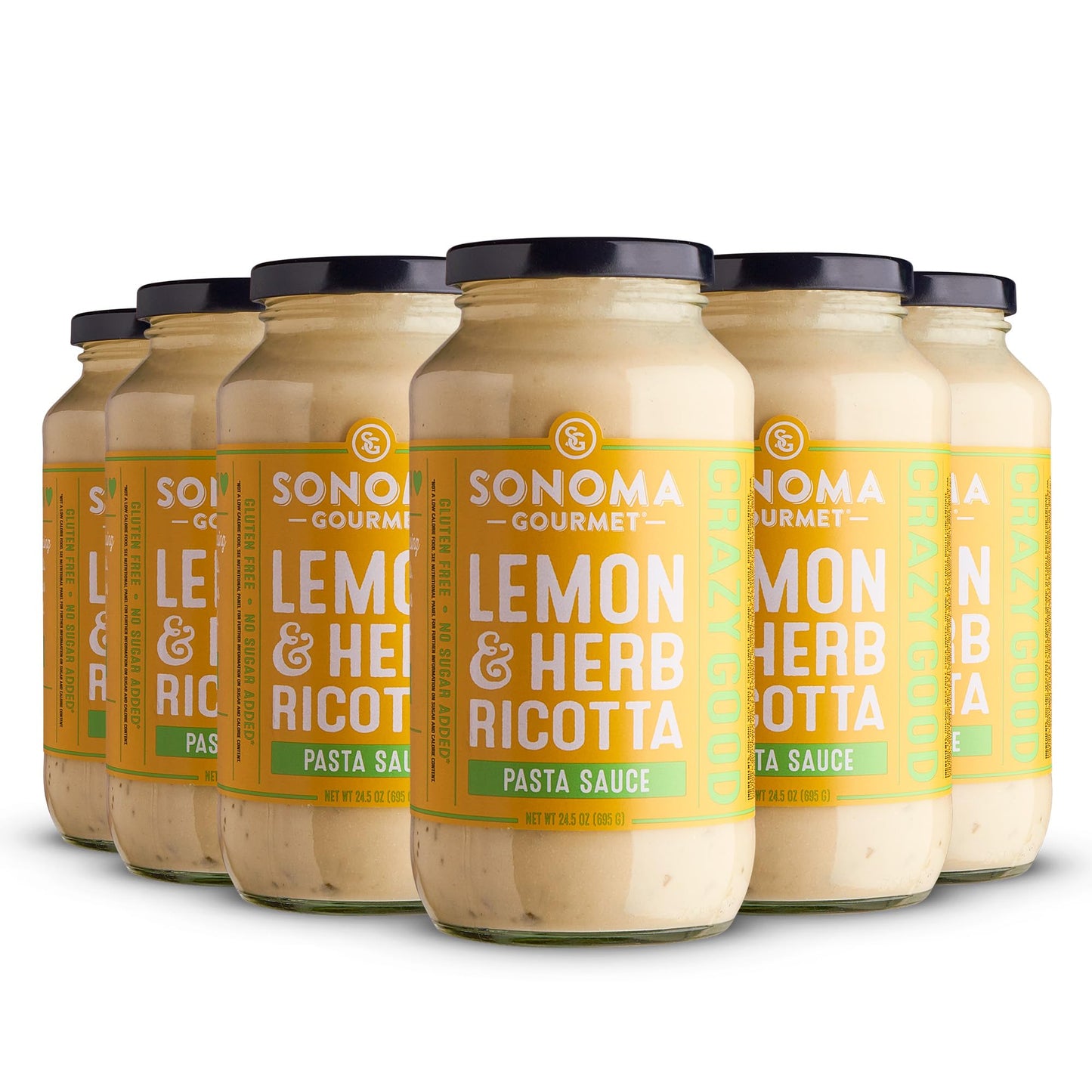 Lemon Herb Ricotta Pasta Sauce | Non-Gmo, Gluten-Free And No-Sugar Added | Fresh Ingredients | 25 Ounce Jars (Pack Of 6)