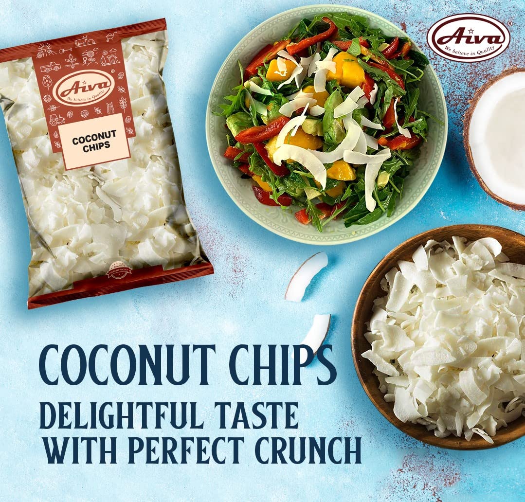 Aiva Unsweetened Raw Coconut Chips 3 Lb Bulk | Premium Quality For Baking, Cooking & Snacking